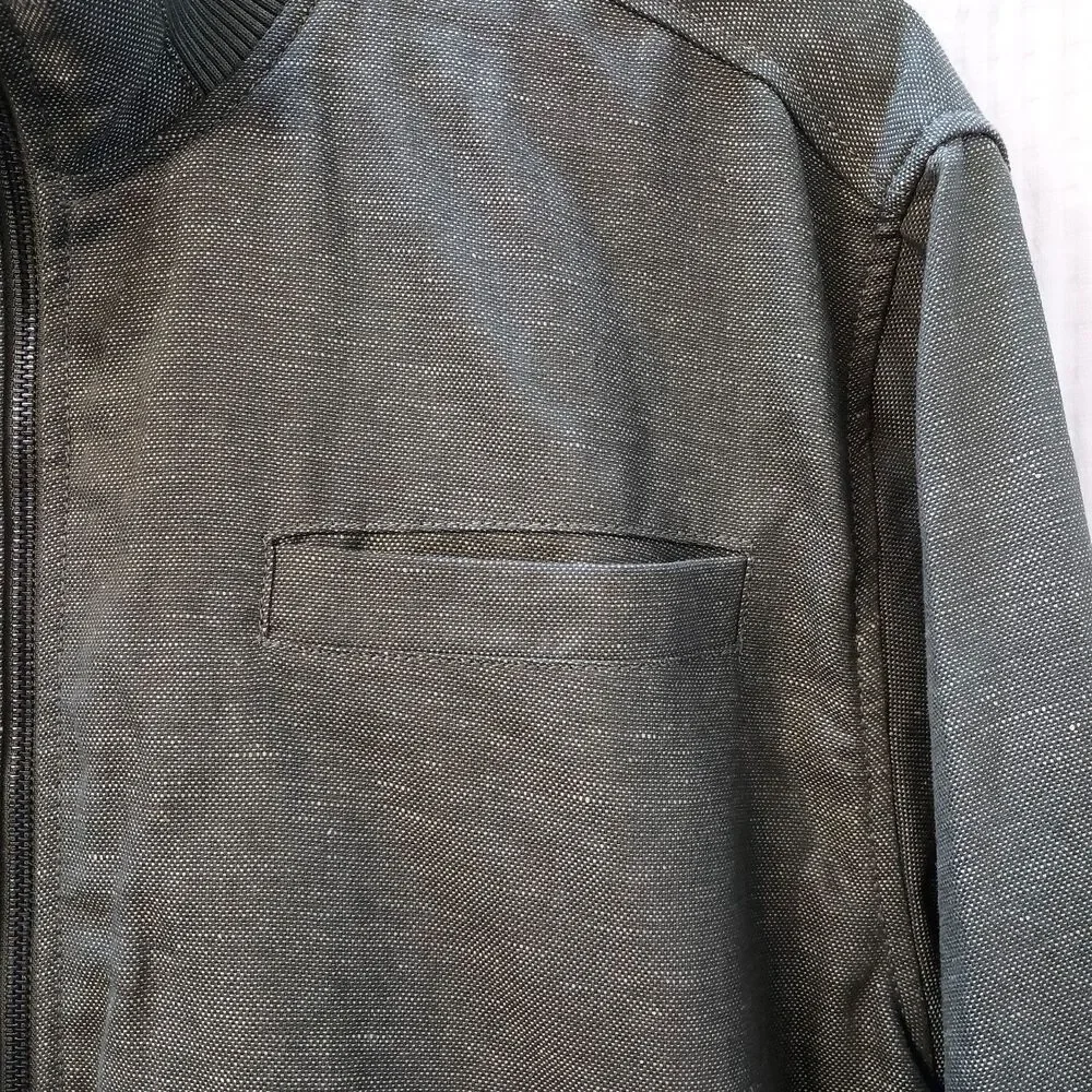 Banana Republic Factory Linen Blend Bomber Jacket Olive XL Full Zip Lightweight